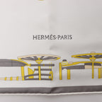 Hermès Carré 90 "COMPLICATION EQUESTR" Silk handkerchief in Gray x Yellow