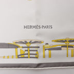 Hermès Carré 90 "COMPLICATION EQUESTR" Silk Scarf in Gray x Yellow