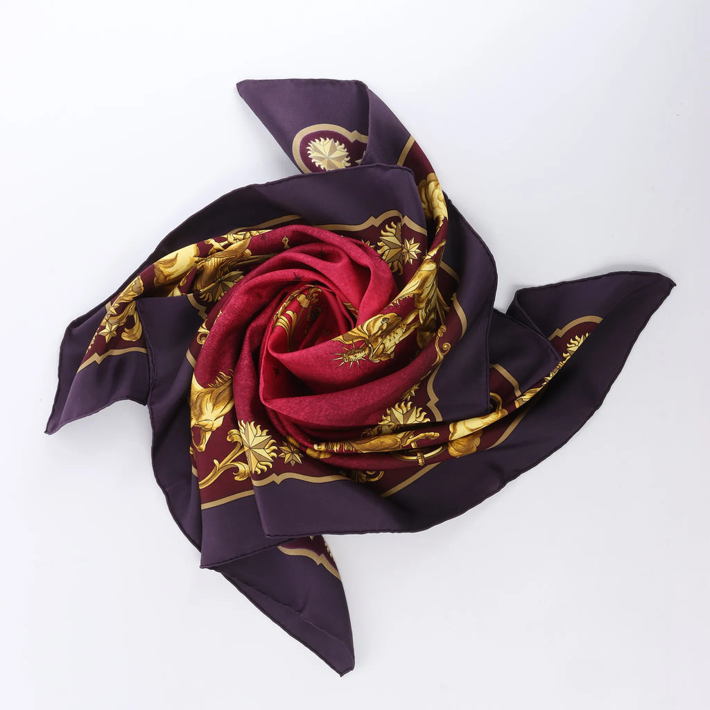 Hermès Carré 90 "COSMOS" Silk handkerchief in Purple