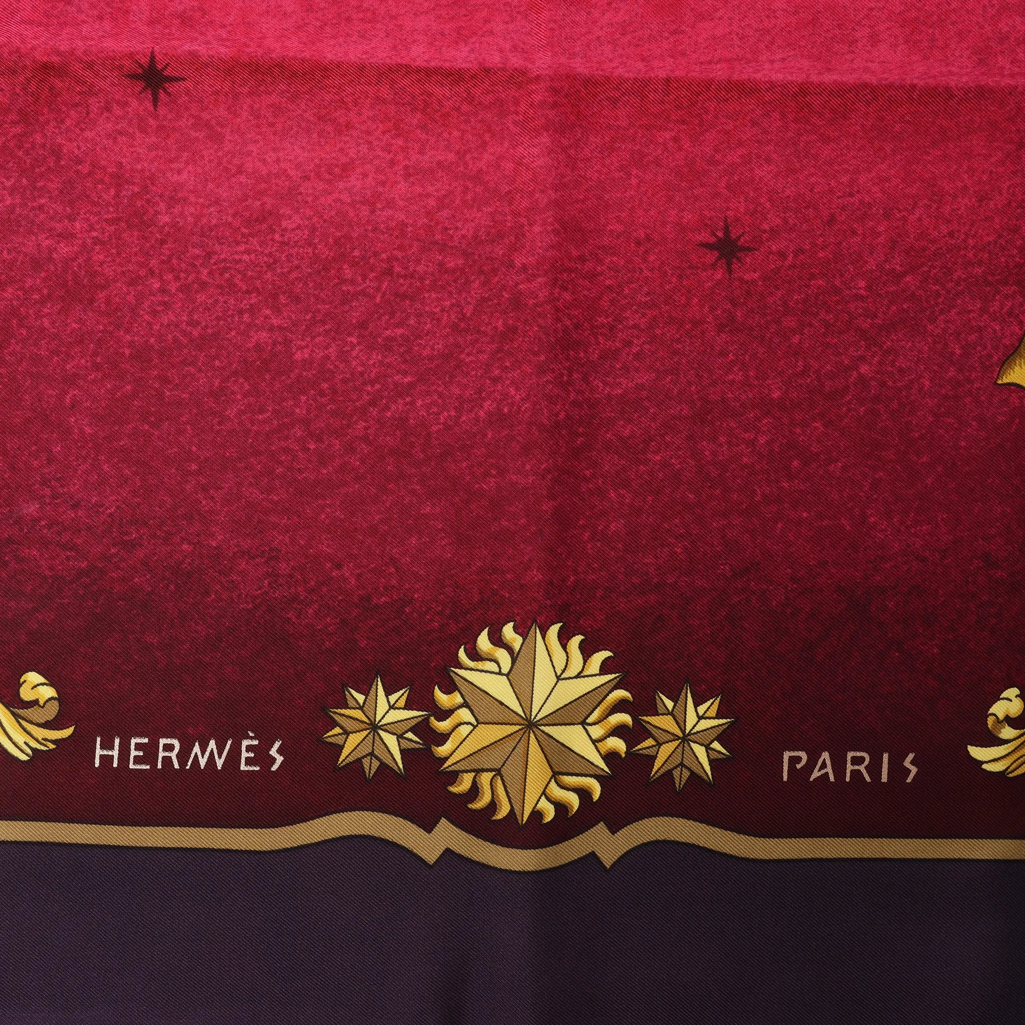 Hermès Carré 90 "COSMOS" Silk handkerchief in Purple