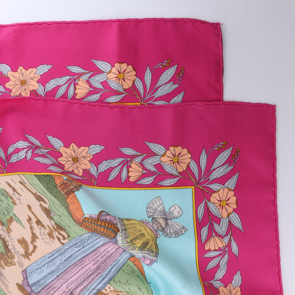 Hermès Carré 90 "Costume de Fete" Pañuelo 100% seda en violeta