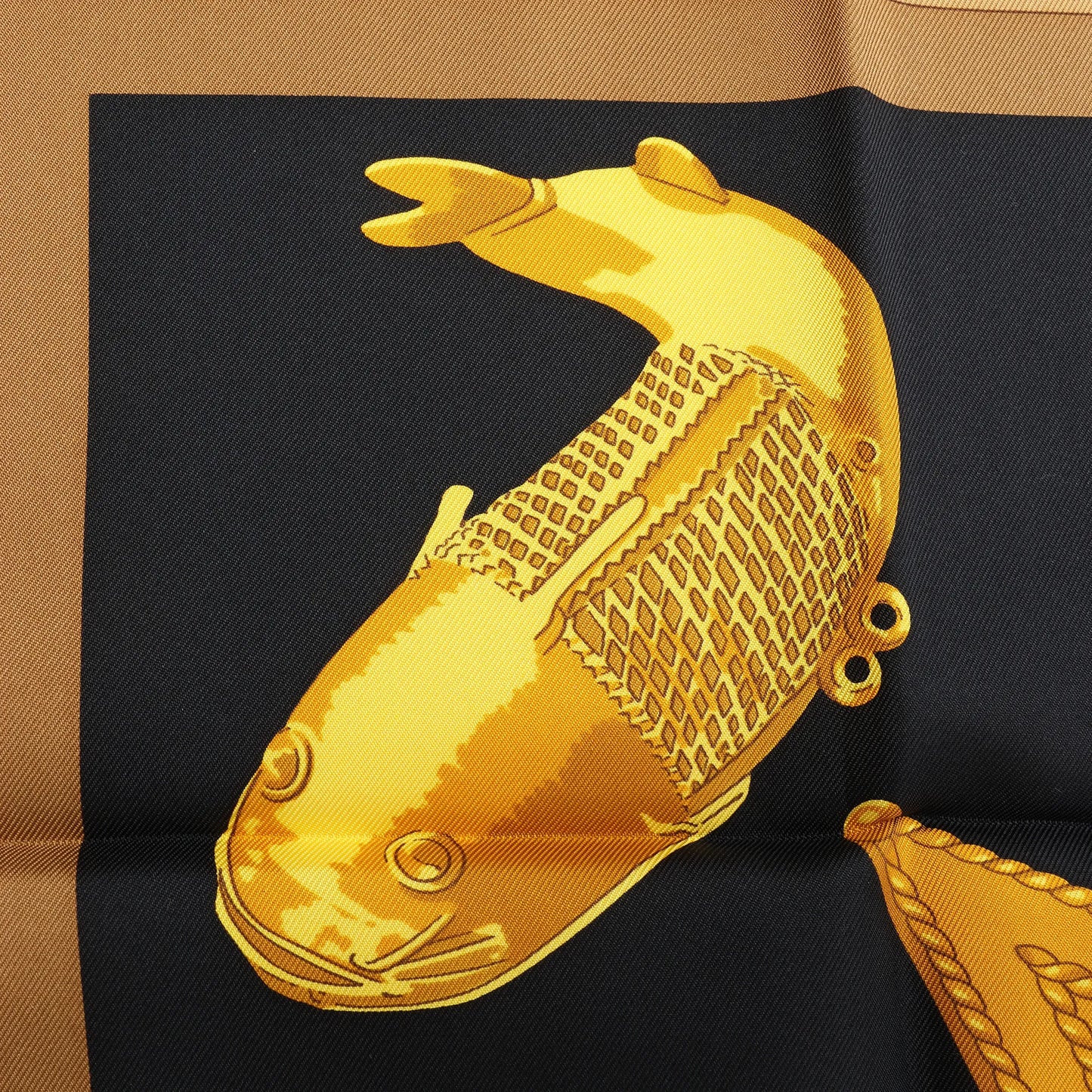 Hermès Carré 90 "CUILLERS D‘AFRIQUE" Silk handkerchief in Black