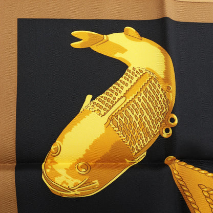 Hermès Carré 90 "CUILLERS D‘AFRIQUE" Silk handkerchief in Black