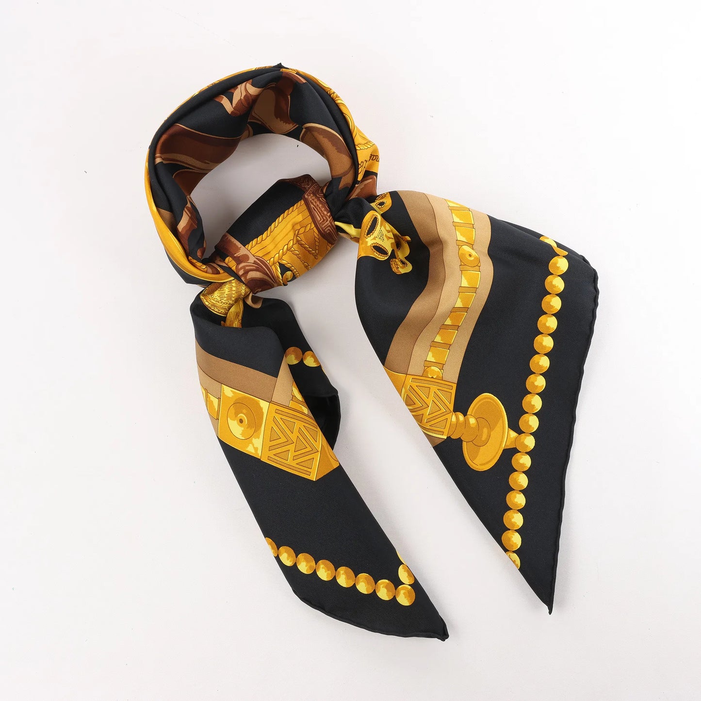 Hermès Carré 90 "CUILLERS D‘AFRIQUE" Silk handkerchief in Black