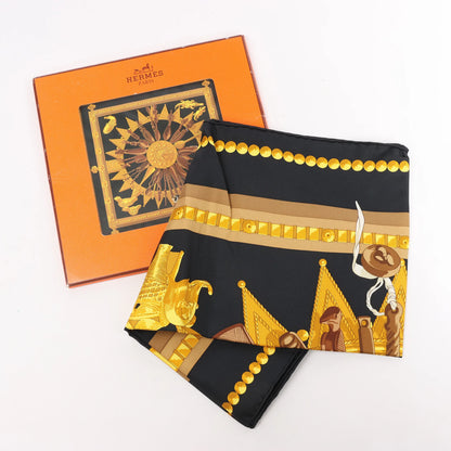 Hermès Carré 90 "CUILLERS D‘AFRIQUE" Silk handkerchief in Black