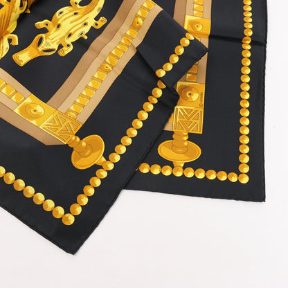 Hermès Carré 90 "CUILLERS D‘AFRIQUE" Silk handkerchief in Black