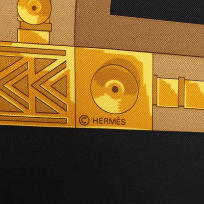 Hermès Carré 90 "CUILLERS D‘AFRIQUE" Silk handkerchief in Black