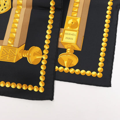 Hermès Carré 90 "CUILLERS D‘AFRIQUE" Silk handkerchief in Black