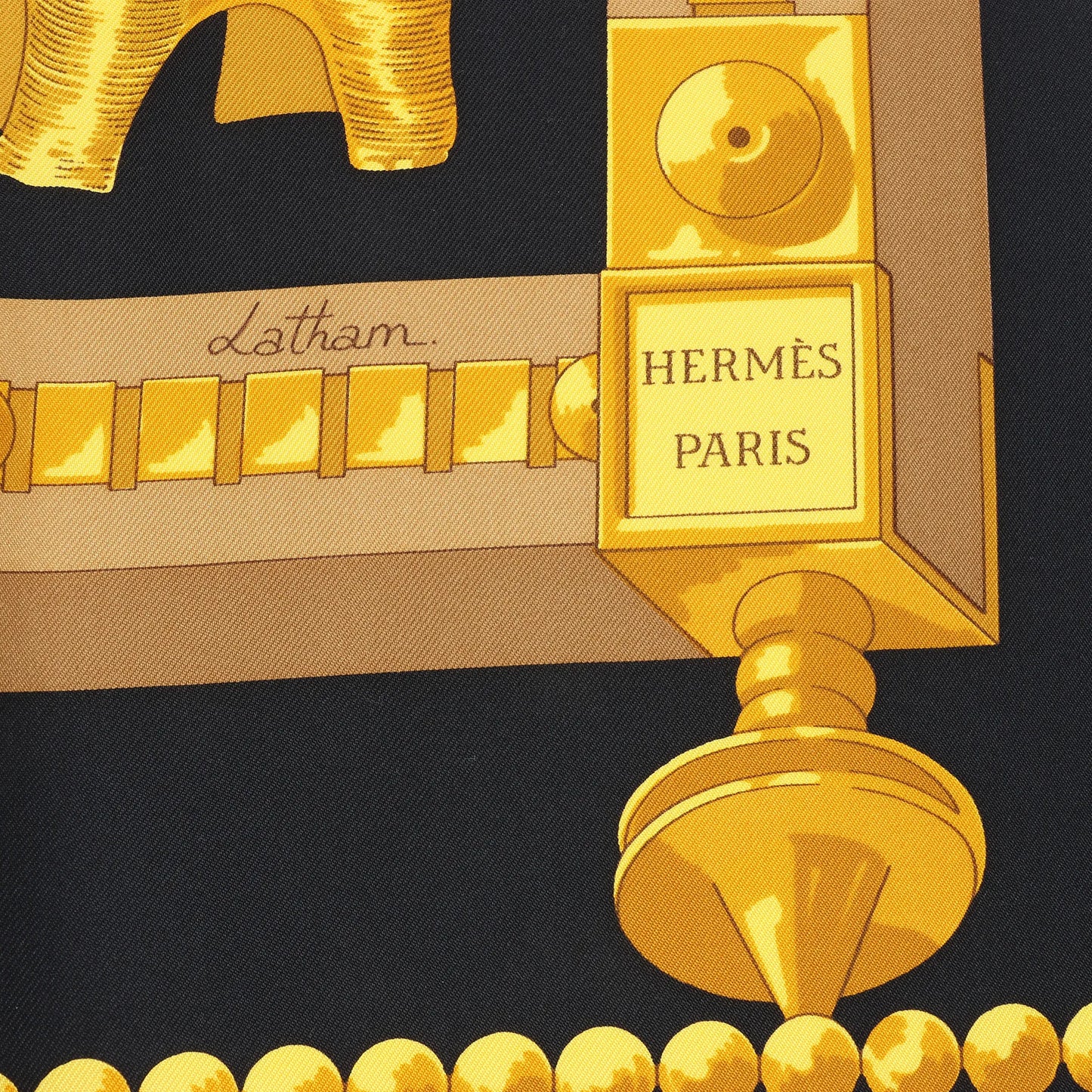 Hermès Carré 90 "CUILLERS D‘AFRIQUE" Silk handkerchief in Black