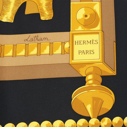 Hermès Carré 90 "CUILLERS D‘AFRIQUE" Silk handkerchief in Black