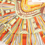 Hermès Carré 90 "CUIRS DU DESERT" Silk handkerchief in Black x Orange