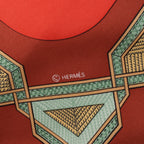 Hermès Carré 90 "CUIRS DU DESERT" Silk handkerchief in Red x Brown