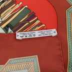 Hermès Carré 90 "CUIRS DU DESERT" Silk handkerchief in Red x Brown
