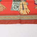 Hermès Carré 90 "CUIRS DU DESERT" Silk handkerchief in Red x Brown