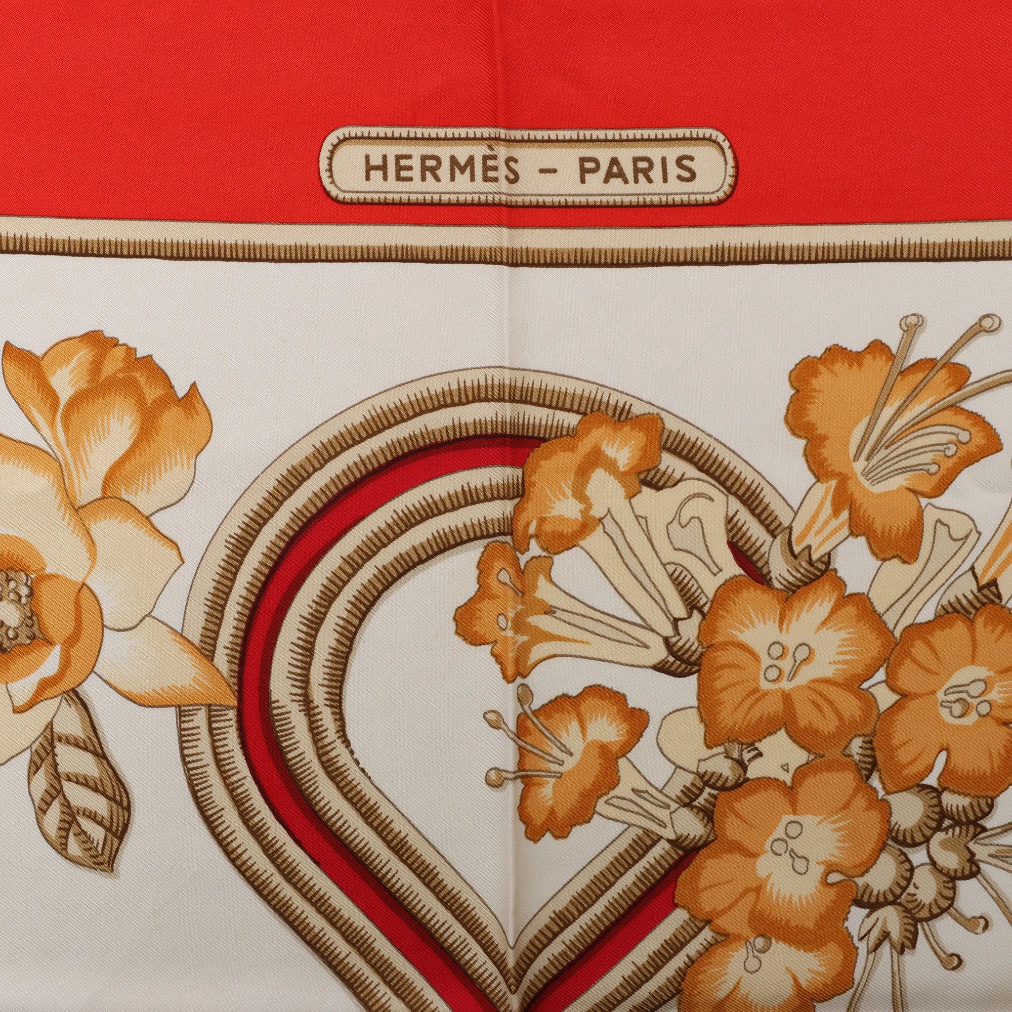 Hermès Carré 90 "Caraibes" Silk handkerchief in Red