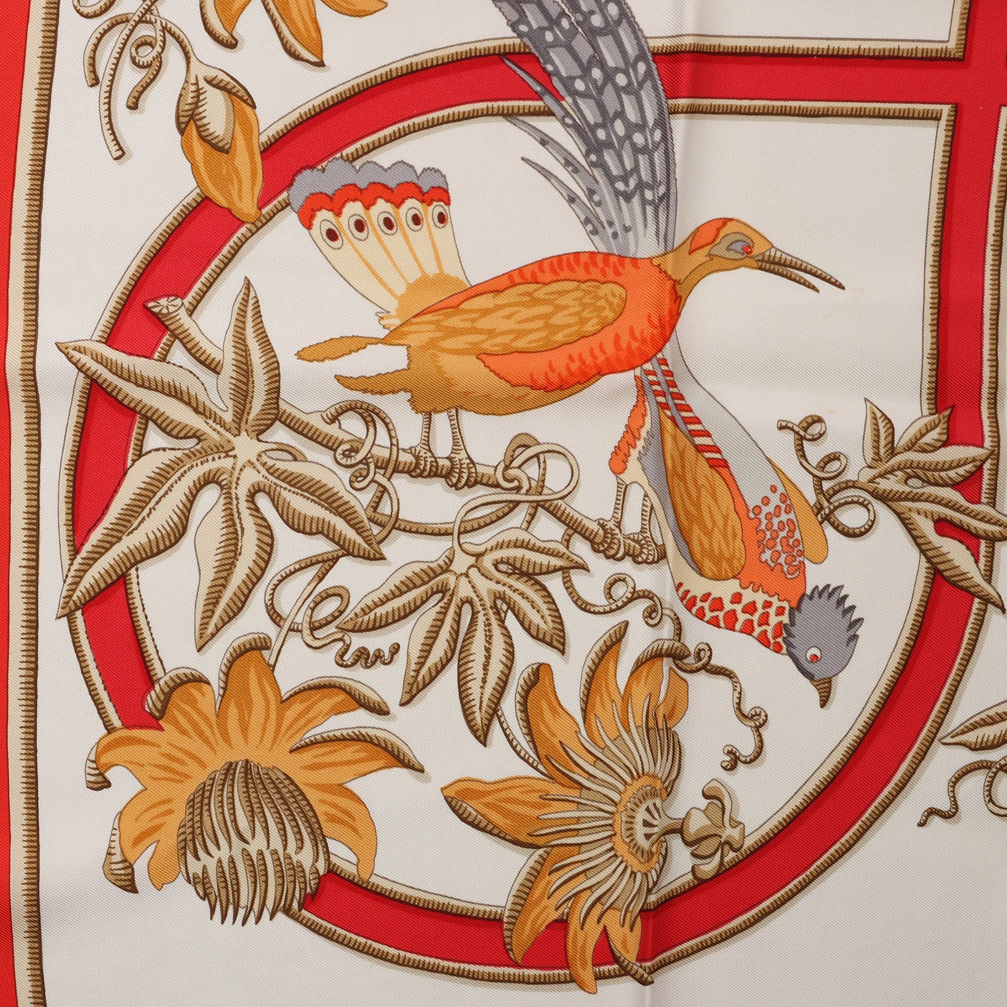 Hermès Carré 90 "Caraibes" Silk handkerchief in Red