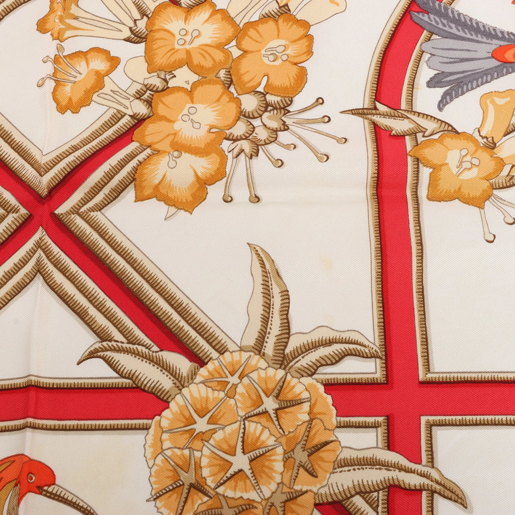 Hermès Carré 90 "Caraibes" Silk handkerchief in Red