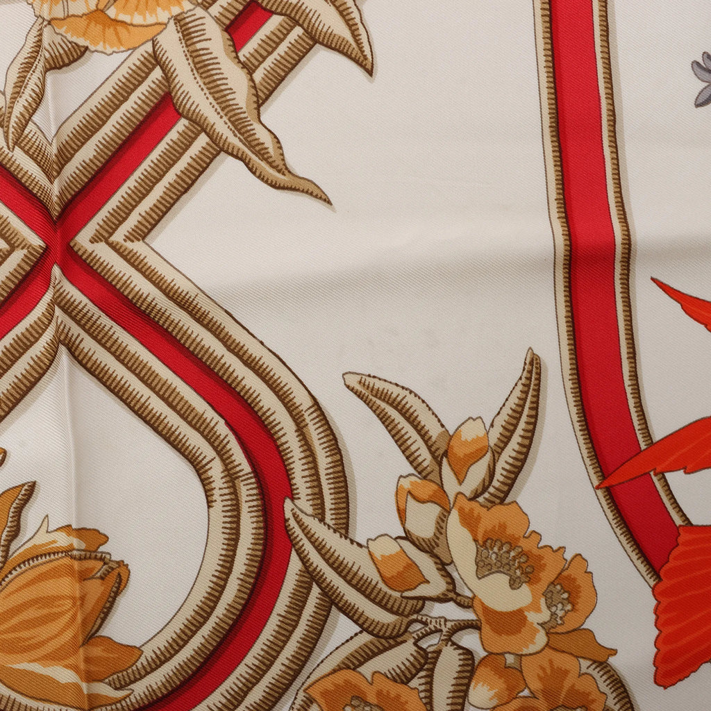 Hermès Carré 90 "Caraibes" Silk handkerchief in Red