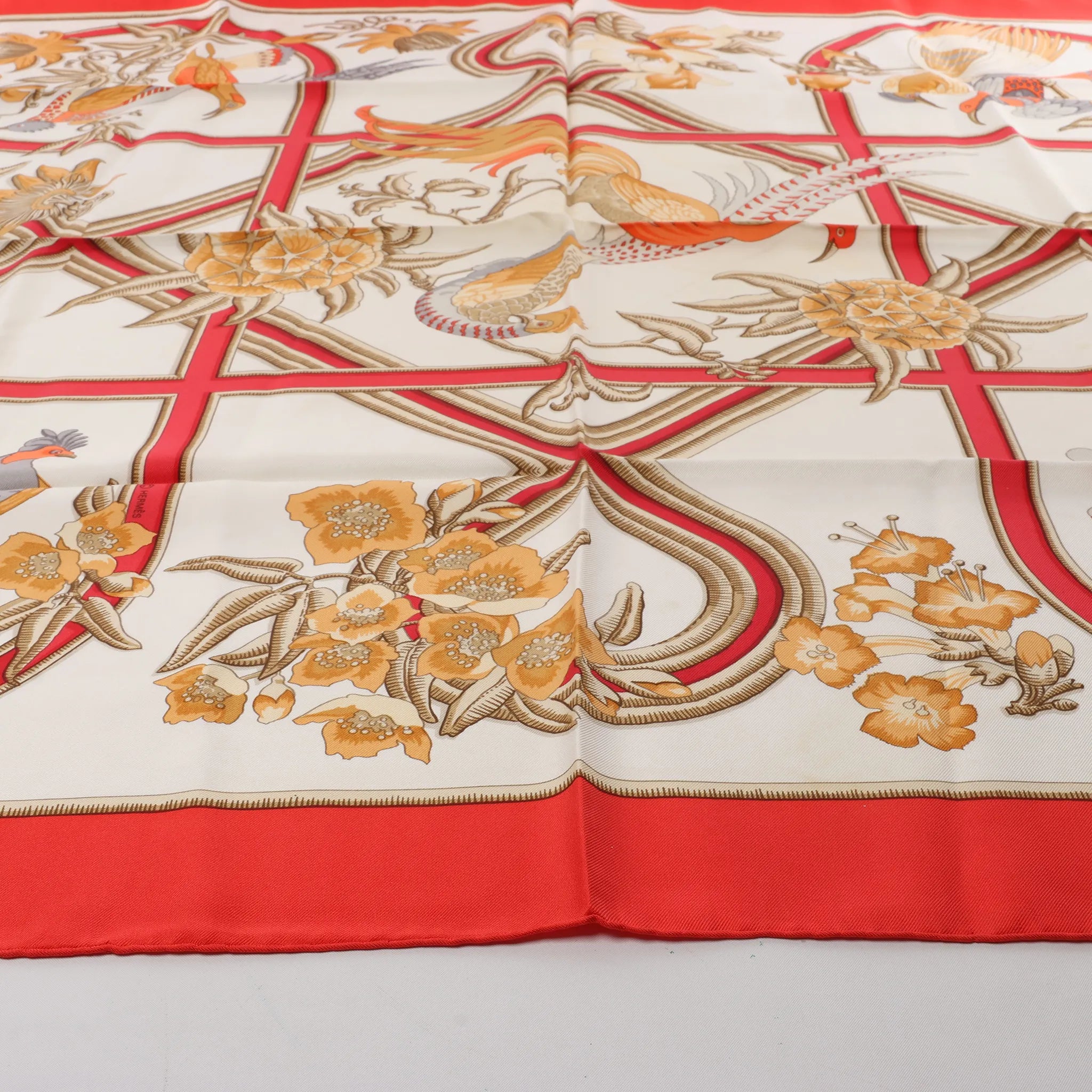 Hermès Carré 90 "Caraibes" Silk handkerchief in Red