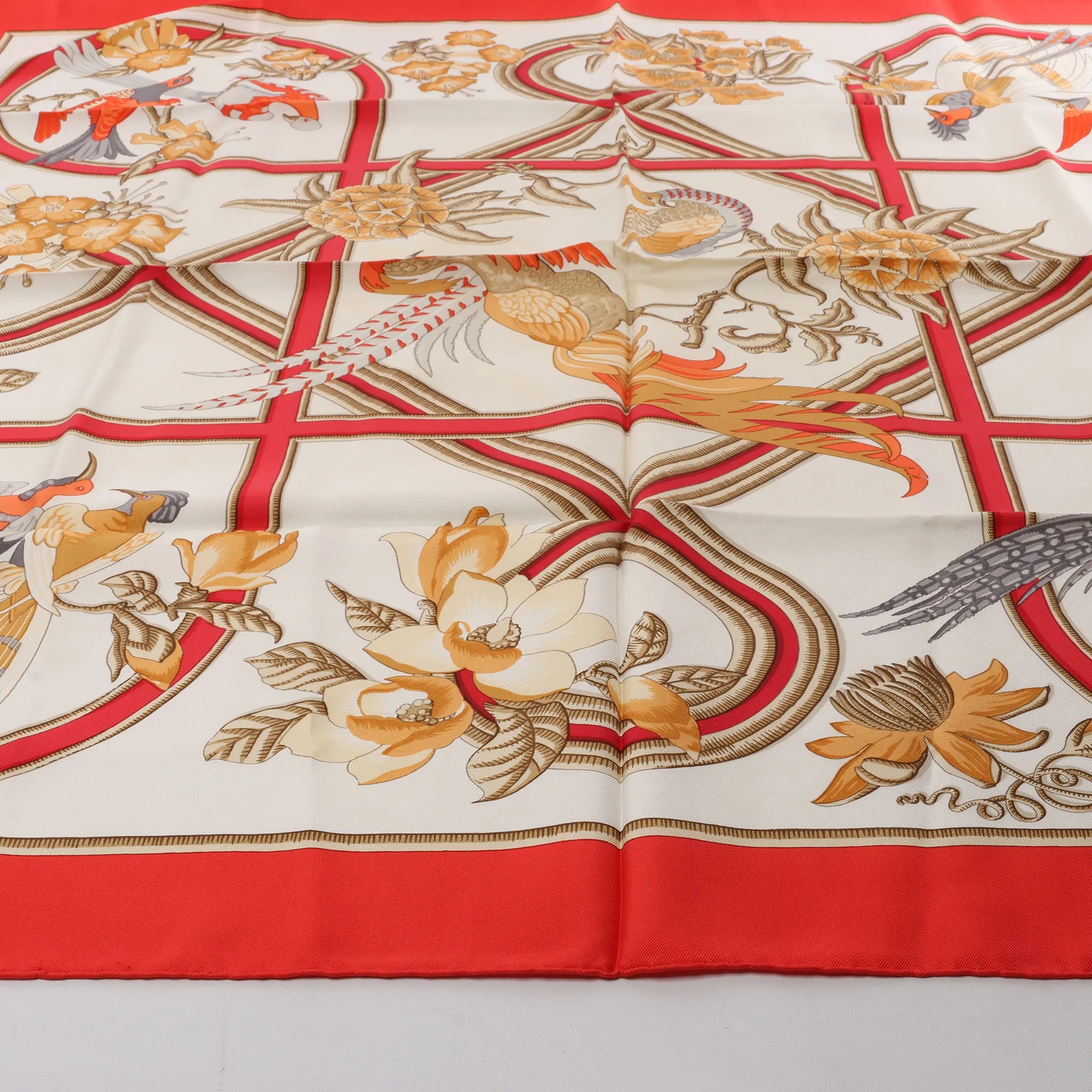 Hermès Carré 90 "Caraibes" Silk handkerchief in Red