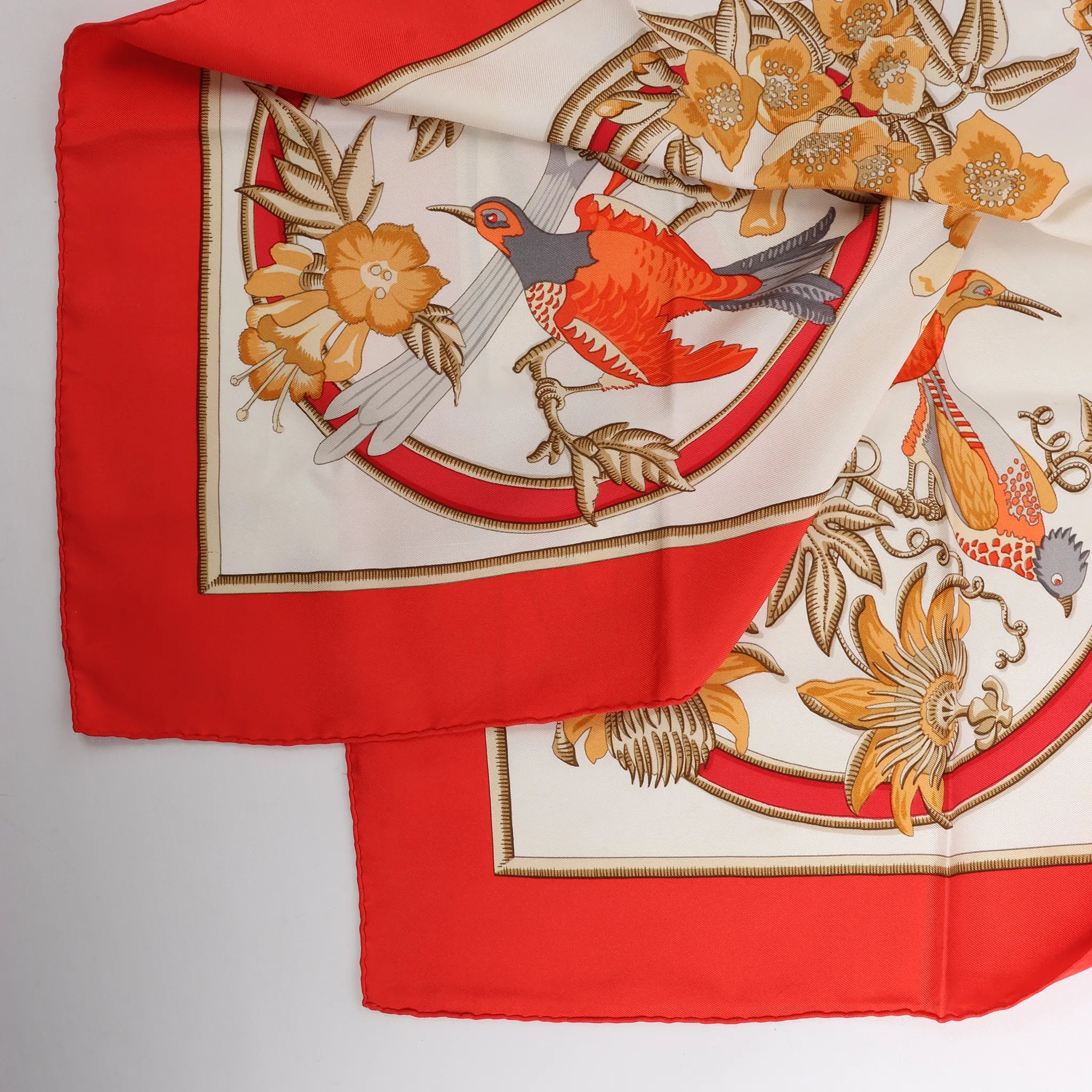 Hermès Carré 90 "Caraibes" Silk handkerchief in Red