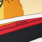 Hermès Carré 90 "Carriage and Hat" Silk handkerchief in Black x Orange