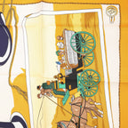 Hermès Carré 90 "Carriage and Hat" Silk handkerchief in Black x Orange