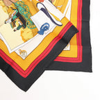 Hermès Carré 90 "Carriage and Hat" Silk handkerchief in Black x Orange