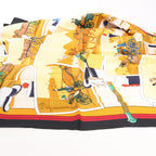 Hermès Carré 90 "Carriage and Hat" Silk handkerchief in Black x Orange