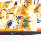 Hermès Carré 90 "Carriage and Hat" Silk handkerchief in Black x Orange