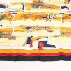 Hermès Carré 90 "Carriage and Hat" Silk handkerchief in Black x Orange