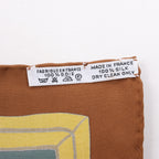 Hermès Carré 90 "Carriage and hat" 100% Silk Scarf in Brown