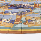 Hermès Carré 90 "Carriage and hat" 100% Silk Scarf in Brown