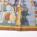 Hermès Carré 90 "Carriage and hat" 100% Silk Scarf in Brown