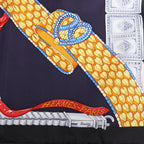 Hermès Carré 90 "Ceintures et Liens Belts and Strings" Silk handkerchief in Navy Blue