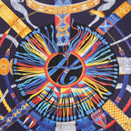 Hermès Carré 90 "Ceintures et Liens Belts and Strings" Silk handkerchief in Navy Blue