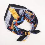 Hermès Carré 90 "Ceintures et Liens Belts and Strings" Silk handkerchief in Navy Blue