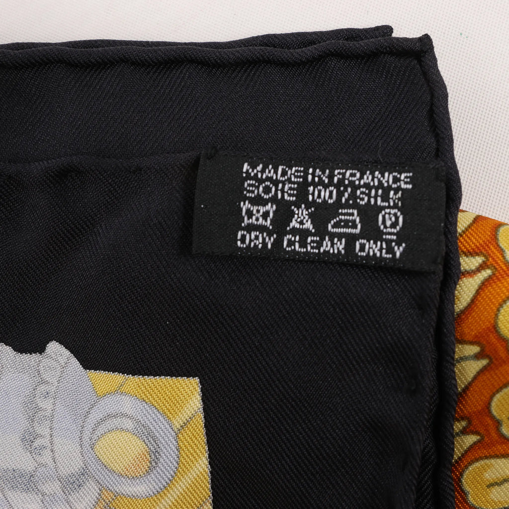Hermès Carré 90 "Ceintures et Liens Belts and Strings" Silk handkerchief in Navy Blue