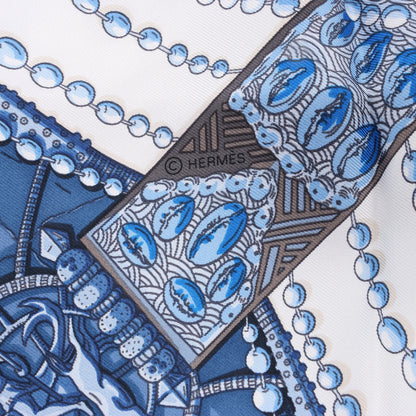 Hermès Carré 90 "Chemins de Corail" Silk handkerchief in Blue