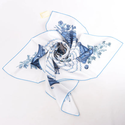 Hermès Carré 90 "Chemins de Corail" Silk handkerchief in Blue