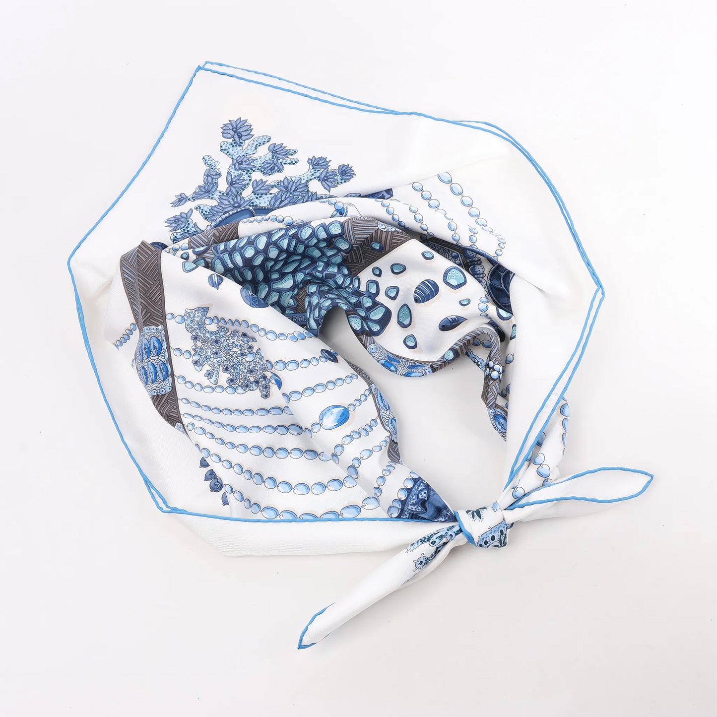 Hermès Carré 90 "Chemins de Corail" Silk handkerchief in Blue