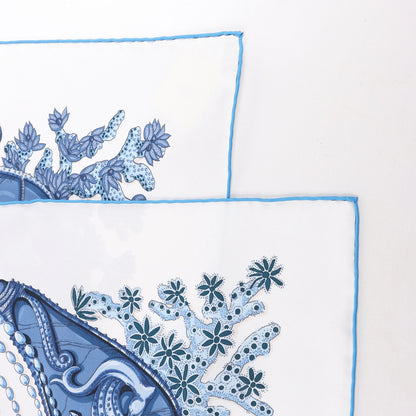 Hermès Carré 90 "Chemins de Corail" Silk handkerchief in Blue