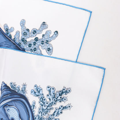 Hermès Carré 90 "Chemins de Corail" Silk handkerchief in Blue