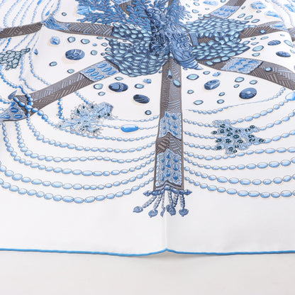 Hermès Carré 90 "Chemins de Corail" Silk handkerchief in Blue