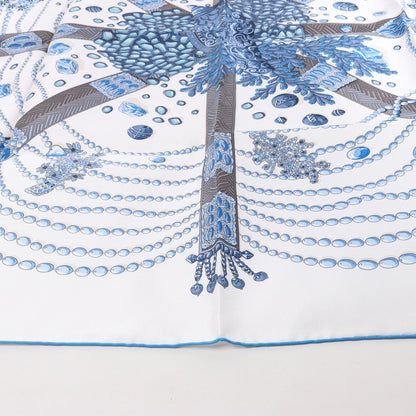 Hermès Carré 90 "Chemins de Corail" Silk handkerchief in Blue