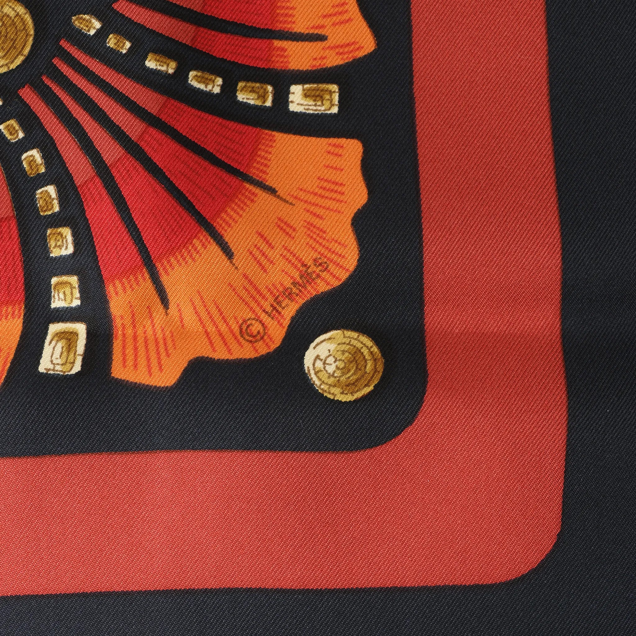 Hermès Carré 90 "Cheval Turc" Silk handkerchief in Black