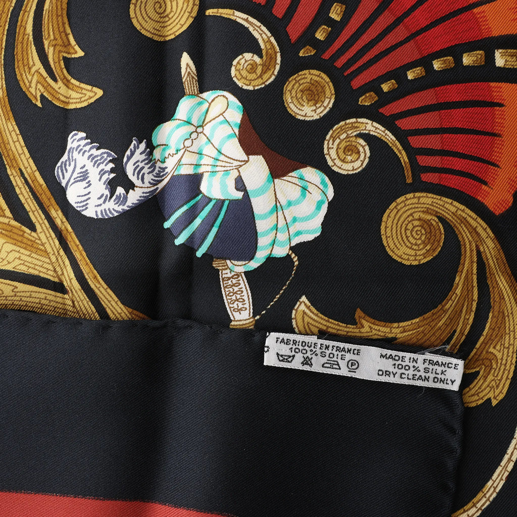 Hermès Carré 90 "Cheval Turc" Silk handkerchief in Black