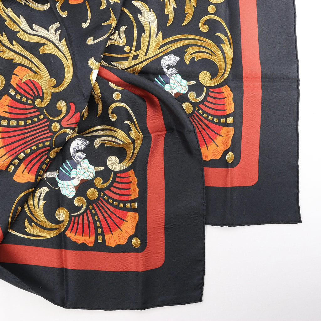 Hermès Carré 90 "Cheval Turc" Silk handkerchief in Black