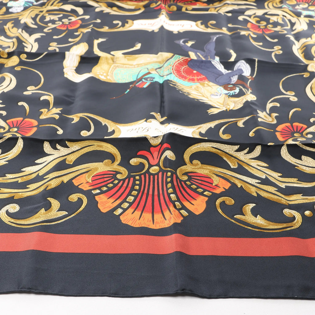 Hermès Carré 90 "Cheval Turc" Silk handkerchief in Black