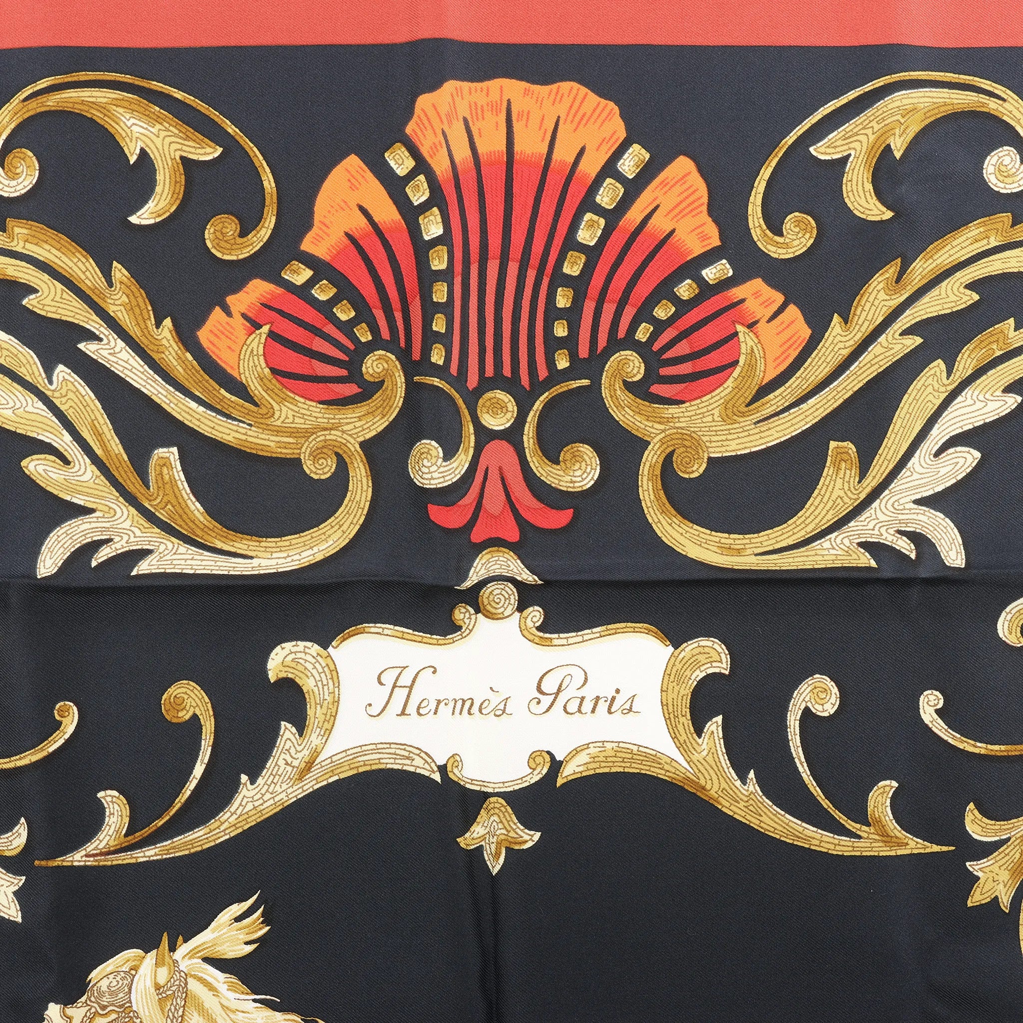 Hermès Carré 90 "Cheval Turc" Silk handkerchief in Black